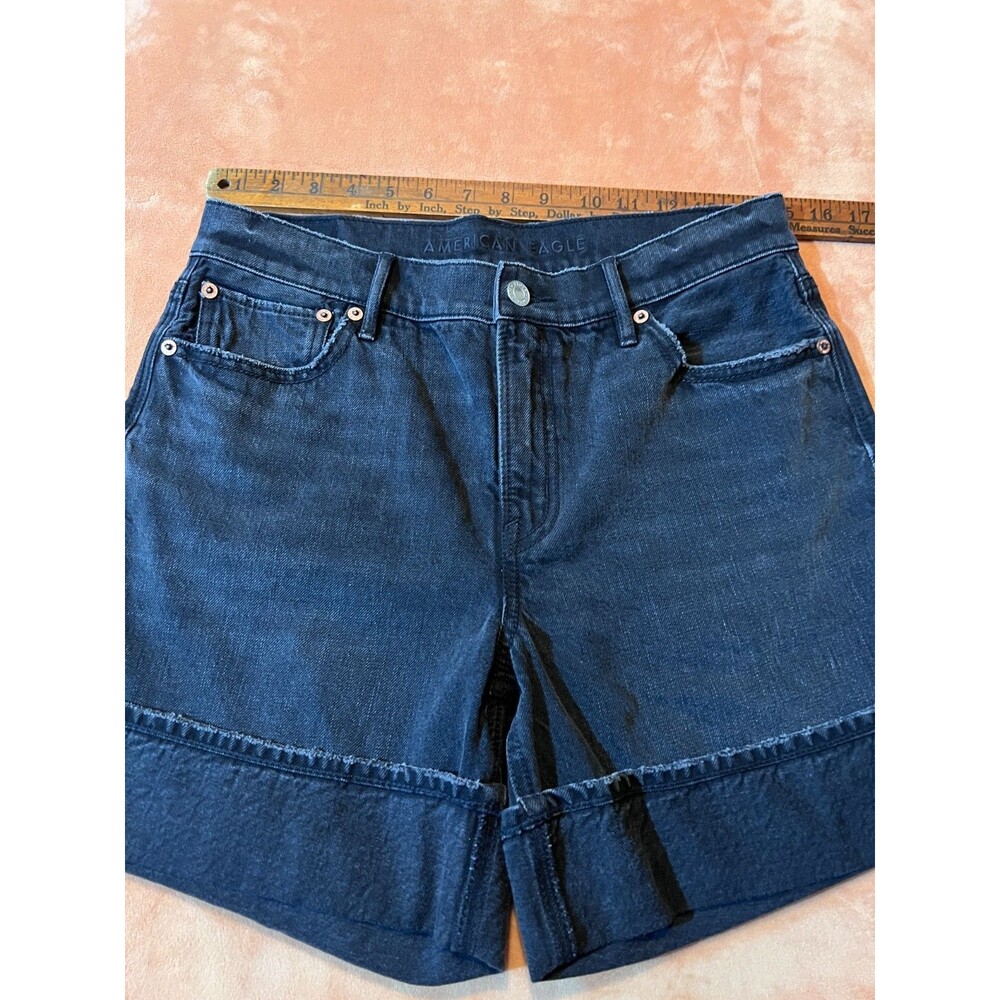 NEW American Eagle Women's Black Cuffed Denim Stigrid Shorts May 2025 4 - Picture 1 of 7